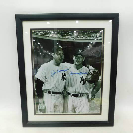 HOF Mickey Mantle & Joe DiMaggio Signed Numbered Framed Photo 20x24 w/ COA image number 1