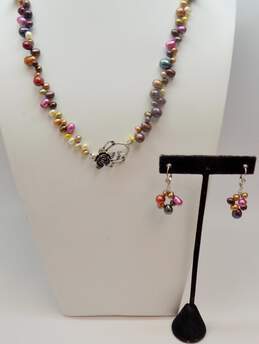 Artisan 925 & Silver Tone Metals Multi Color Dyed Pearl Jewelry Set
