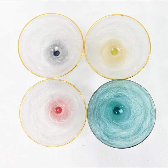 VNTG Artist Signed Frosted Art Glass Sherbert Frozen Cocktail Glasses Set of 4 image number 4