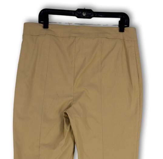 NWT Womens Tan Flat Front Elastic Waist Tapered Leg Ankle Pants Size 14 image number 4
