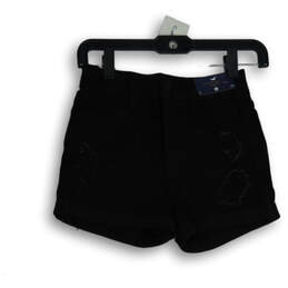 NWT Womens Black Denim 5-Pocket Design Cuffed Shorts Size 0/24