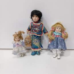 Vintage Trio of Porcelain Fashion Dolls