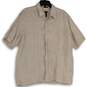 Mens Beige Spread Collar Short Sleeve Casual Button-Up Shirt Size XL image number 1