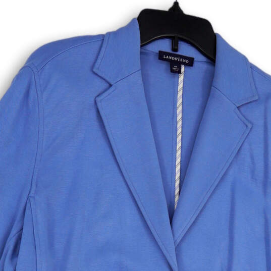 Womens Blue Notch Lapel Long Sleeve Front Pockets Two Button Blazer Size 16 image number 3