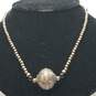 Sterling Silver Onyx Graduated Silver Bead ORB Pendant 16in Choker / Necklace 43.3g image number 2