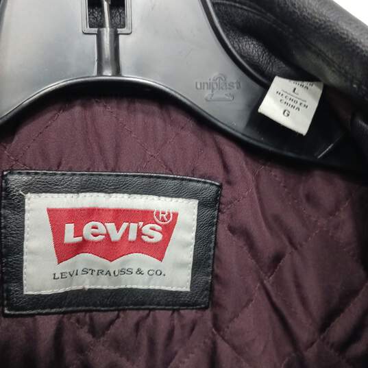 Men’s Levi’s Faux Leather Long-Sleeve Motorcycle Jacket Sz L image number 3