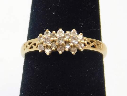 14K Yellow Gold 0.22 CTTW Diamond Cross Over Ring 3.5g image number 1