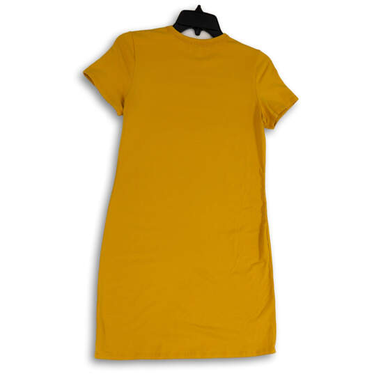 Womens Yellow Essential Logo Crew Neck Short Sleeve T-Shirt Dress Size SP image number 2