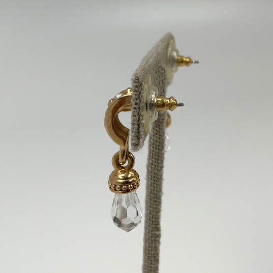 Designer Swarovski Gold-Tone Crystal Cut Stone Fashionable Dangle Earrings image number 3