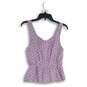Womens Purple Floral Wide Strap Sweetheart Neck Ruched Front Peplum Tank Top S image number 2