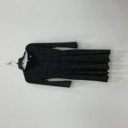 Womens Black Polka Dot Long Sleeve V-Neck Back  Zip A-Line Dress Size 6
