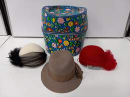 Lot of 3 Assorted Vintage Hats In Carrying Case