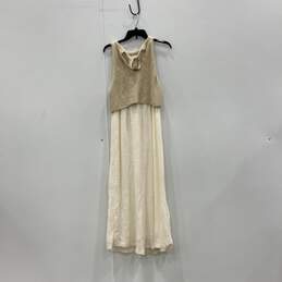 Moth Womens Beige White Sleeveless Pullover Fit And Flare Dress Size Small