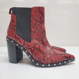 Charles David Shoes Red Dodger Point Toe Bootie in Snake Print Women's Size 9