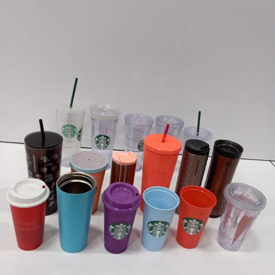 17pc Bundle of Assorted Starbucks Tumblers and Cups image number 1