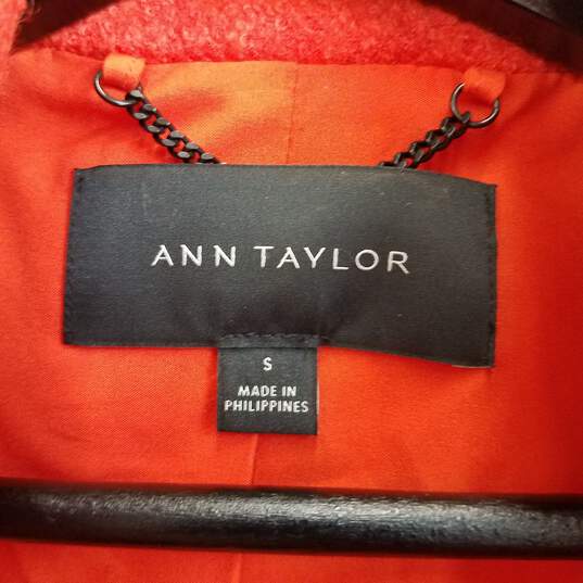 Ann Taylor double breasted wool blend coat bright orange S image number 3