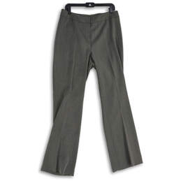 Womens Gray Flat Front Straight Leg Formal Dress Pants Size 12