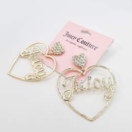 Juicy Couture W/Tag Gold Tone Crystal Heat Hoop Post Earrings 16.8g alternative image