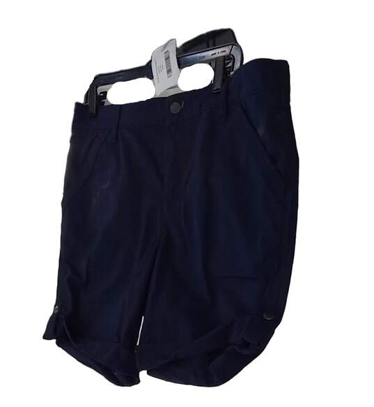 Womens Blue Flat Front Slash Pockets Casual Chino Shorts Size 16 image number 2