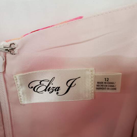 Eliza J. Pink Rose Patterned Sweetheart Pleated Sleeveless Dress WM Size 12 NWT image number 3