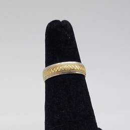 14k Gold 5mm Embossed & Engraved Two Tone Band Sz 6 Ring 3.4g