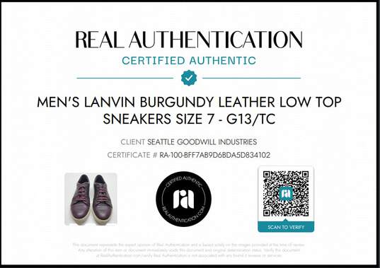 Lanvin Mens Burgundy Leather Low Top Sneakers Size 7 AUTHENTICATED image number 6