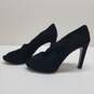 AUTHENTICATED Prada Black Suede Peeptoe Stilettos Size 40.5 image number 2