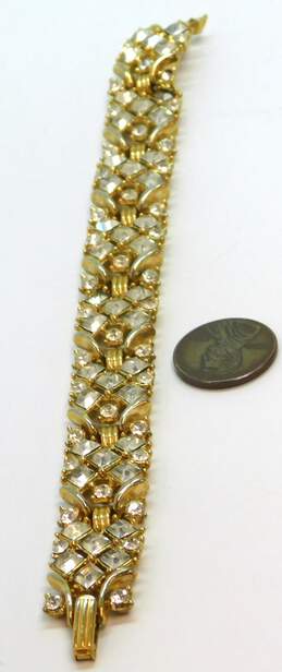 Vintage Crown Trifari Gold Tone Rhinestone Bracelet 31.3g alternative image