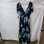 Women's Blue Floral Lulus Off the Shoulder V Neck Dress Size M image number 1