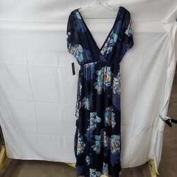 Women's Blue Floral Lulus Off the Shoulder V Neck Dress Size M