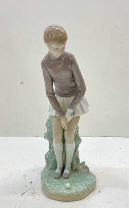 Lladro Porcelain Female Golfer 11 inch Tall Ceramic Figurine