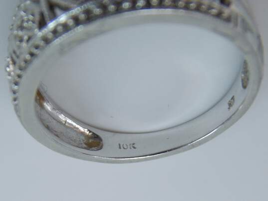 10K White Gold Diamond Accent Etched Heart Band Ring 3.3g image number 5