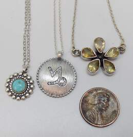 Satya, Bell Trading & Artisan 925 CZ, Turquoise & Citrine Pendant Necklaces 13.1g alternative image