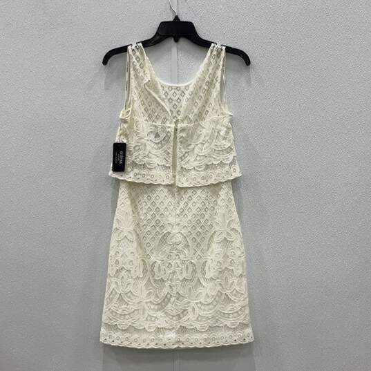 NWT Guess Womens White Lace Sleeveless Round Neck Back Zip Mini Dress Size 6 image number 2
