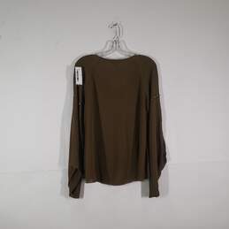 Womens Brown Long Sleeve V-Neck Beaded Blouse Top Size Medium