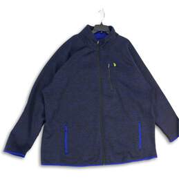 U.S. Polo Assn. Mens Blue Mock Neck Long Sleeve Full Zip Jacket Size 4XLT