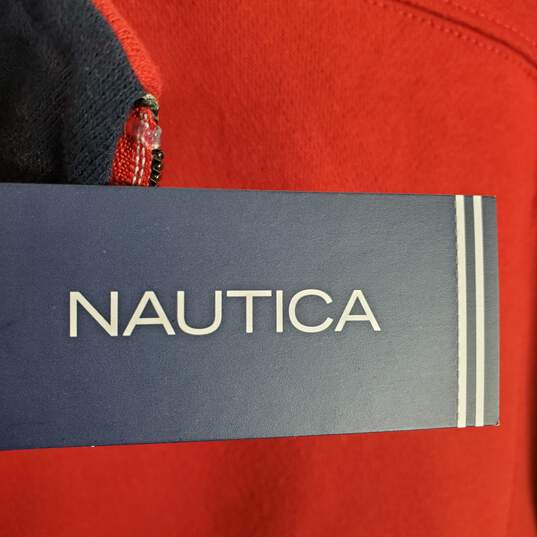 Nautica Men Red Quarter Zip Sweatshirt M NWT image number 5