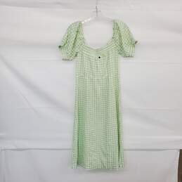 Roxy Green & White Cotton Blend Houndstooth Pattern Midi Dress WM Size S NWT alternative image