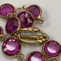 Designer Swarovski Gold-Tone Bezel Fuchsia Crystal Stone Chain Bracelet image number 4