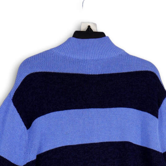 NWT Womens Blue Striped 1/4 Zip Long Sleeve Pullover Sweater Size XL image number 4