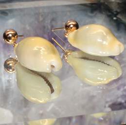 14K Yellow Gold Shell Dangle Earrings