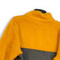 Mens Gold Gray Long Sleeve 1/4 Zip Mock Neck Pullover Sweatshirt Size L image number 4