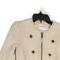 Womens Gray Long Sleeve Collarless Ruffle Full-Zip Jacket Size 4 image number 3