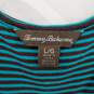 Tommy Bahama Turquoise & Brown Striped Sleeveless Midi Dress WM Size L image number 3