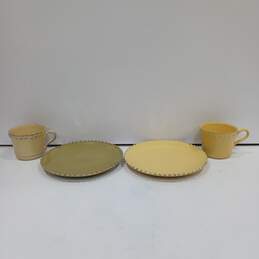 2 Yellow Cups 2 Yellow Plates Costa Nova Dishes