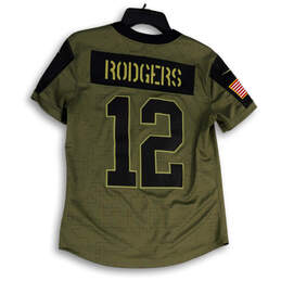 Womens Green Aaron Rodgers Packers #12 NFL Football Pullover Jersey Size S alternative image