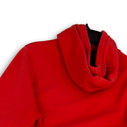 Mens Red Long Sleeve Kangaroo Pockets Drawstring Pullover Hoodie Size Medium image number 4