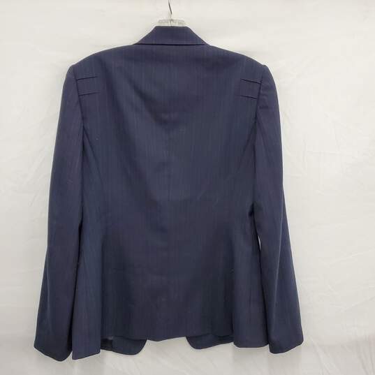 Elie Tahari WM's Navy Blue Pin Stripe Long Sleeve Blazer Size 10 US image number 2