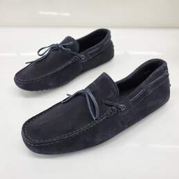 Tod's Men's Gommini Navy Blue Suede Loafers Size 8 AUTHENTICATED