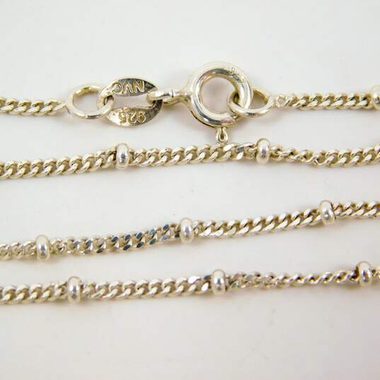 Romantic 925 Sterling Silver Pearl & Beaded Chain Necklaces & Bracelet Pearl CZ Hoop Earrings Love Rose & Heart CZ Rings 17.5g image number 13